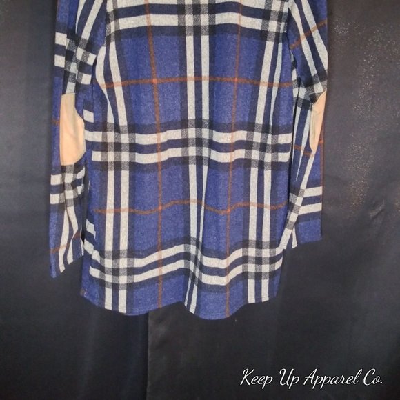Plaid Elbow Patch Sweater Cardigan - Picture 8 of 10